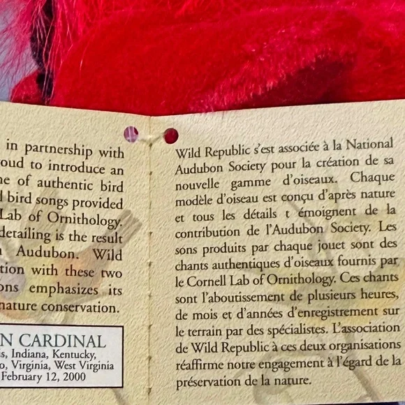 SINGING BIRD, PLAYS REAL BIRD CALLS, RED CARDINAL, 6 L x 4 ½ W x 4 ¾ H INCH PLUS - Picture 8 of 16